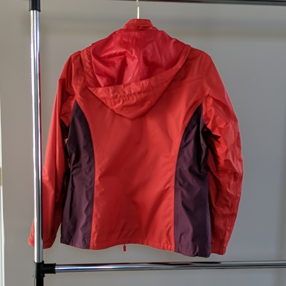 red hiking jacket
